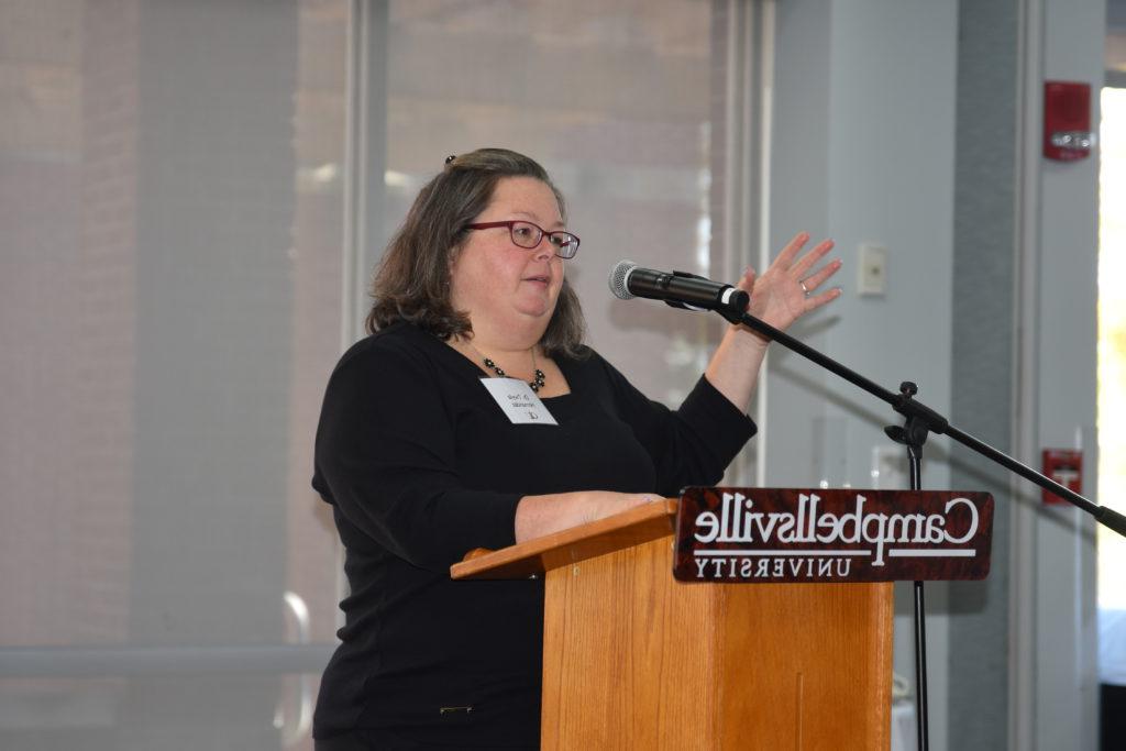 Dr. Hernandez speaks to the brunch attendees. (CU Photo by Ariel Emberton)