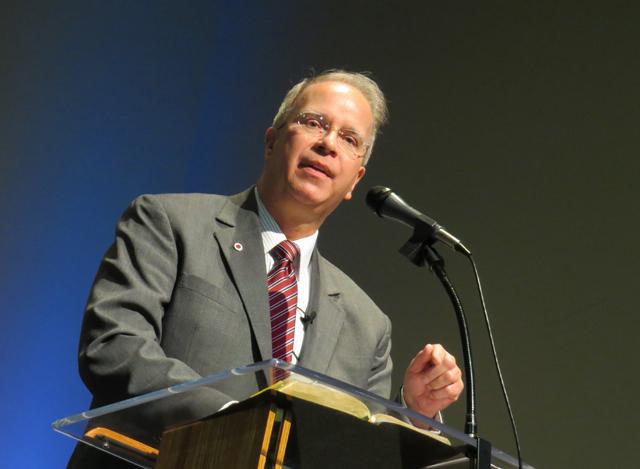 Dr. Michael V. Carter, president of Campbellsville University, spoke to the 225 in attendance at Junction City First Baptist Church March 1. (Campbellsville University Photo by Linda  Waggener)