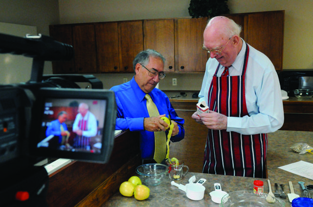  Ed McGuire, left, did a cooking show with the Rev. Al Hardy on "What's Cooking, Neighbor?"  (Campbellsville University Photo by Richard RoBards)